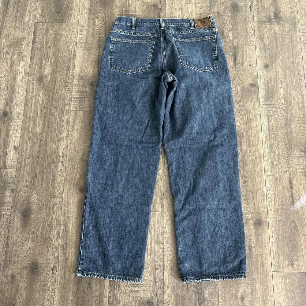 Eddie Bauer Flannel Lined Jeans Mens 36x34 Blue‎ Relaxed Fit Straight Leg Denim